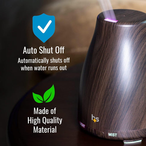 HealthSmart Essential Oil Diffuser, Cool Mist Humidifier and Aromatherapy Diffuser with 150ML Tank Ideal for Small Rooms, Adjustable Timer and Mis...